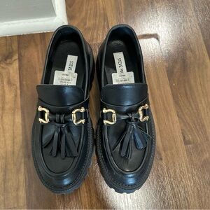Steve Madden Black Leather Loafers Slip-Ons